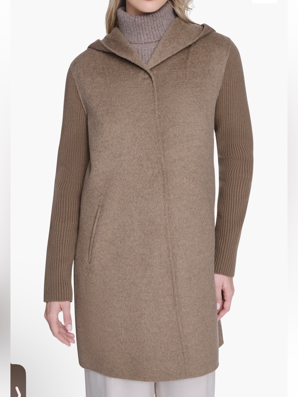 Kenneth Cole New York Double Face Wool Blend Hooded Coat